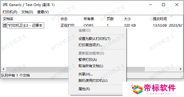 检查打印机队列